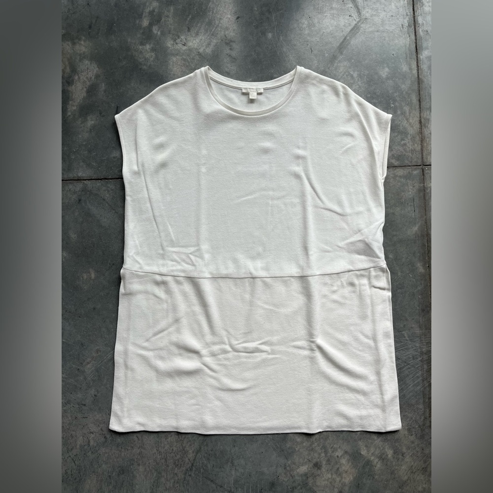 COS square cut Jersey tunic top in white